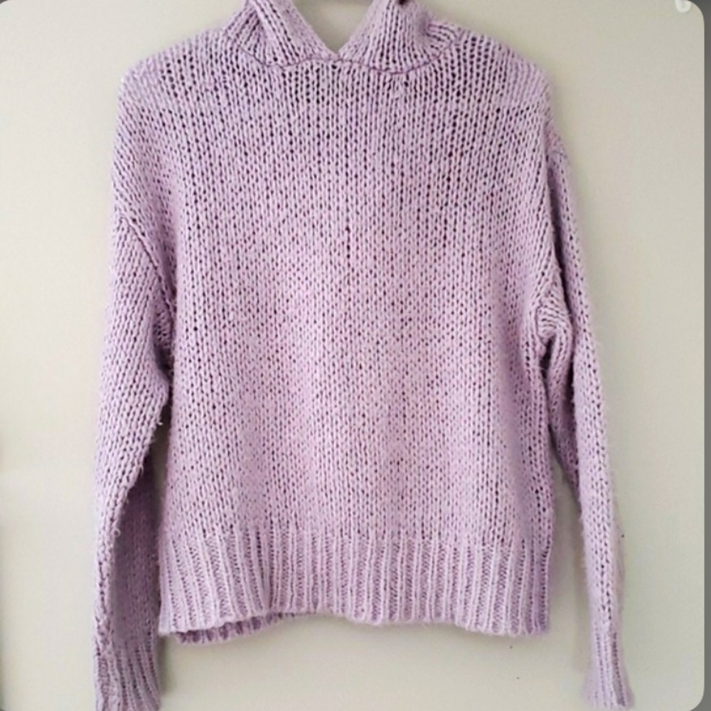 Purple knit hooded Kendall and Kylie sweater NWT